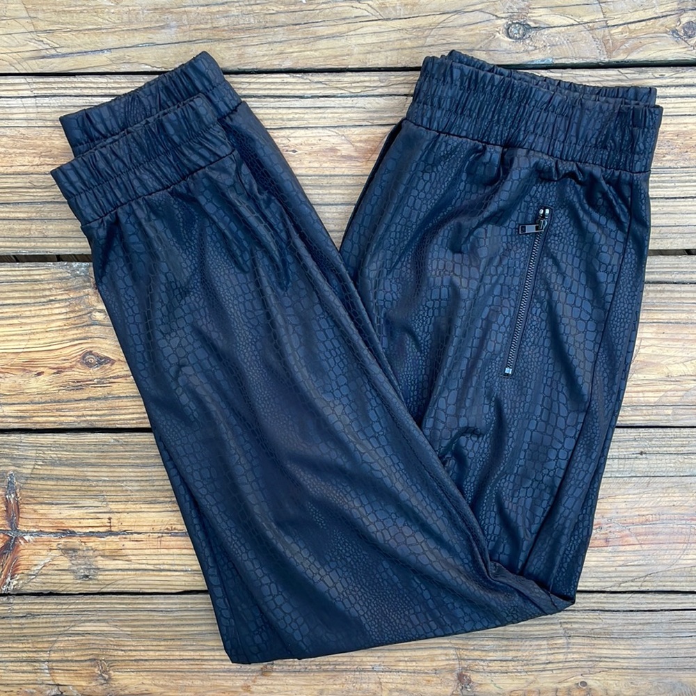 Abbeline Black Shiny Snake Scale Joggers